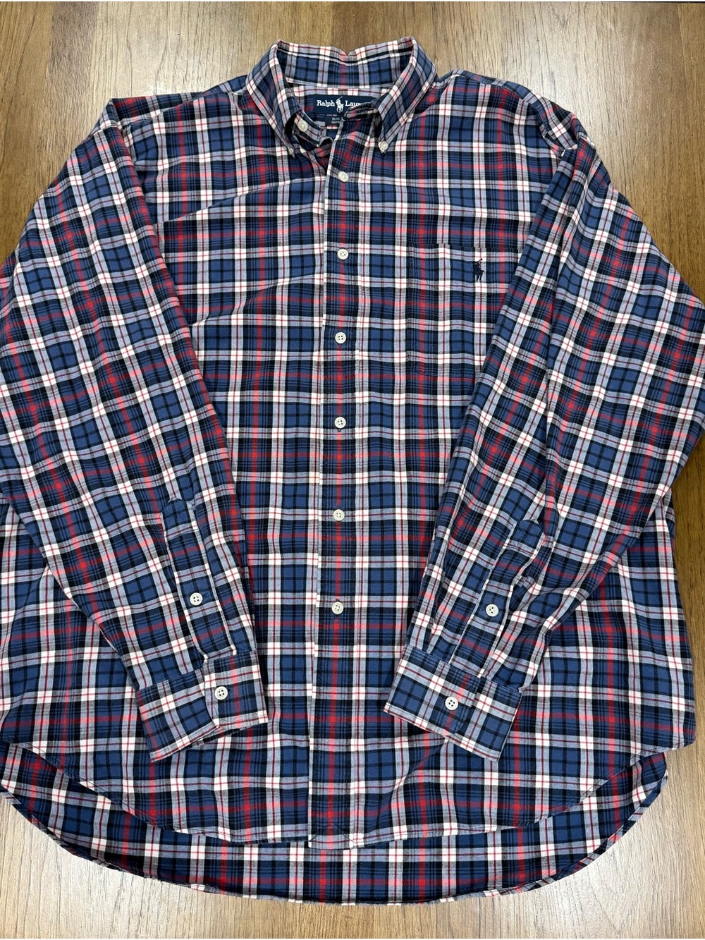 Ralph Lauren Navy Red White Plaid Button-Down Shirt